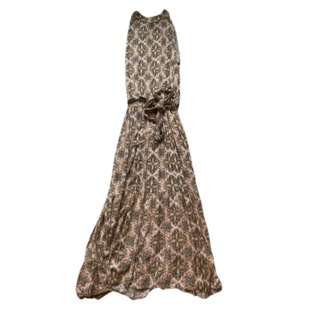 Easel Gold and Green Floral Maxi Dress Size M